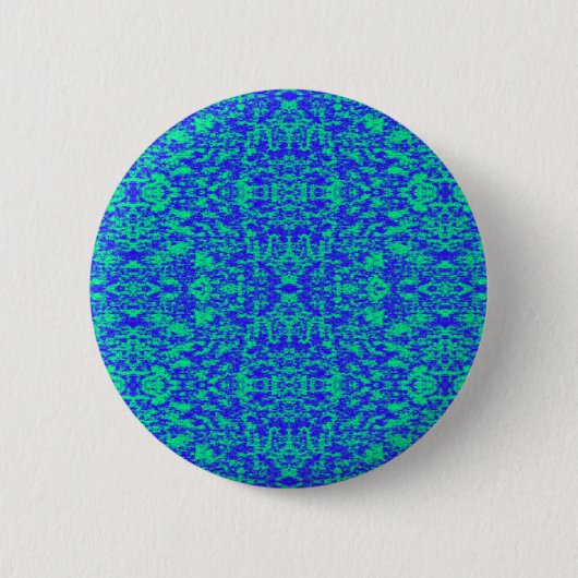 Abstraktes Fraktal in Blau und Grün Button (Vorderseite)