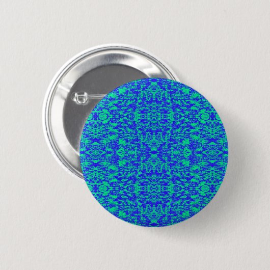 Abstraktes Fraktal in Blau und Grün Button (Vorne & Hinten)