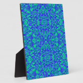 Abstraktes Fraktal in Blau und Grün Fotoplatte (Seite)