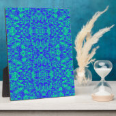Abstraktes Fraktal in Blau und Grün Fotoplatte (Seite)