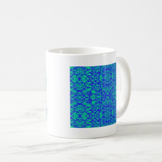 Abstraktes Fraktal in Blau und Grün Kaffeetasse (VorderseiteRechts)