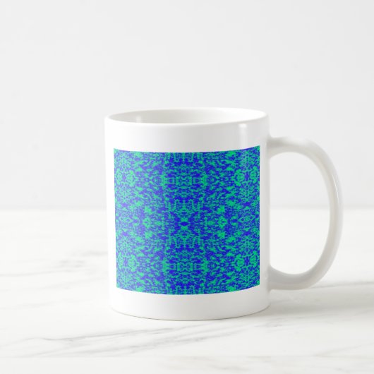 Abstraktes Fraktal in Blau und Grün Kaffeetasse (Rechts)