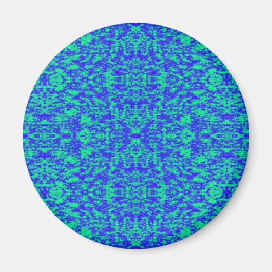Abstraktes Fraktal in Blau und Grün Magnet (Vorne)
