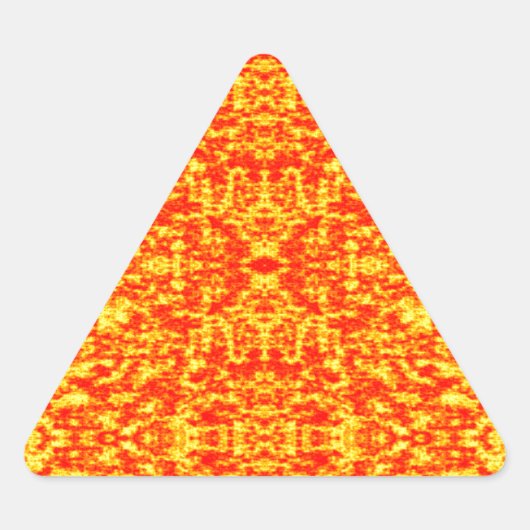 Abstraktes Fraktal in Rot und Orange Dreieckiger Aufkleber (Vorderseite)