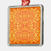Abstraktes Fraktal in Rot und Orange Silbernes Ornament (Links)