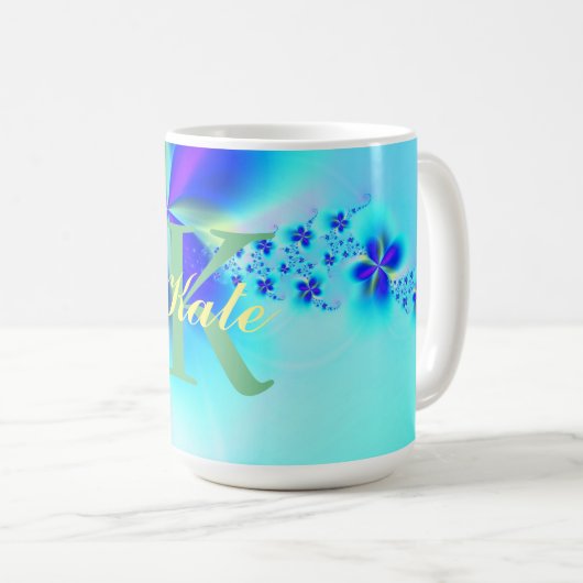 Abstraktes Fraktal-Kunstmuster Kaffeetasse (VorderseiteRechts)