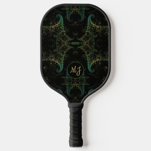 Abstraktes Fraktal Mit Monogramm Pickleball Paddel Pickleball Schläger (Vorderseite)