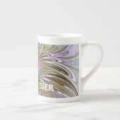 Abstraktes Fraktal mit rosa und goldfarbener Mama Porzellantasse (Rechts)
