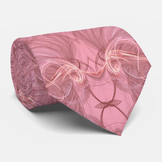 Abstraktes Fraktal Necktie, rosa und creme Krawatte (Gerollt)