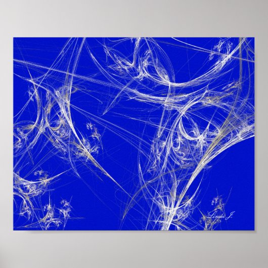 Abstraktes Fraktal Spider Web auf Blue Canvas Prin Poster (Vorne)