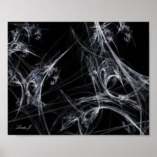 Abstraktes Fraktal Spider Web auf schwarzen Leinwa Poster (Vorne)