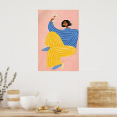 Abstraktes Frauenplakat, Farbige Moderne Poster (Küche)