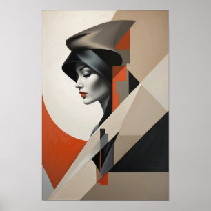 Abstraktes Frauenportrait - Geometrische moderne K Poster