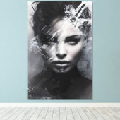 Abstraktes Frauenportrait Leinwanddruck (Insitu (Holzboden))