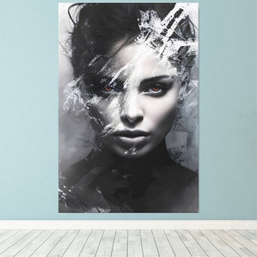 Abstraktes Frauenportrait Leinwanddruck (Insitu (Holzboden))