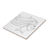 Abstraktes Frauenportrait, Moderne Linienkunst Fliese (Seite)