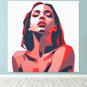 Abstraktes Frauenportrait Modernes Kunstdesign Leinwanddruck (Insitu (Holzboden))