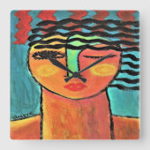 Abstraktes Frauenportrait Quadratische Wanduhr (Vorderseite)