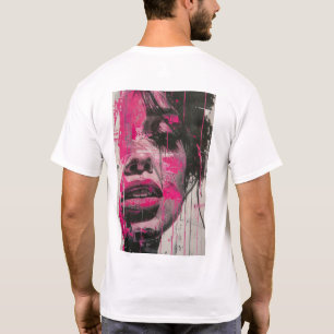 Abstraktes Frauenportrait - Schwarz, Weiß, Rosa T-Shirt