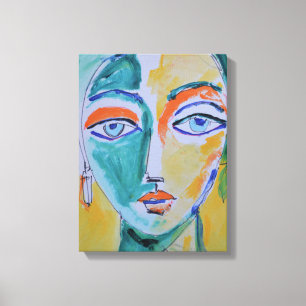 Abstraktes Frauenporträt Neo-Expressionist Leinwanddruck