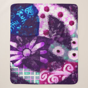 Abstraktes Friedenszeichen Hippie Art Lila Pink Bl Sherpadecke