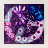 Abstraktes Friedenszeichen Hippie Art Personalisie Puzzle (Horizontal)