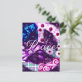 Abstraktes Friedenszeichen Hippie Art Pink Lila Postkarte (Stehend Vorderseite)
