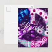 Abstraktes Friedenszeichen Hippie Art Pink Lila Postkarte (Vorne/Hinten)