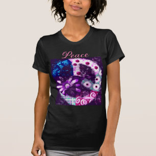 Abstraktes Friedenszeichen Hippie Art Pink Lila T-Shirt