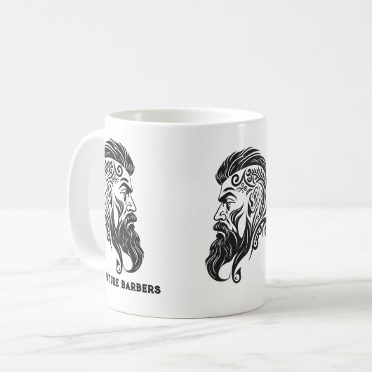 Abstraktes Friseurlogo für Schwarz Kaffeetasse (Vorderseite Links)