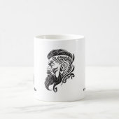 Abstraktes Friseurlogo für Schwarz Kaffeetasse (Mittel)