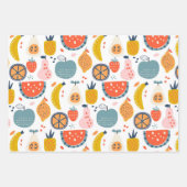 Abstraktes Fruchtmuster in Blau und Rot Geschenkpapier Set (Vorderseite 3)