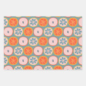 Abstraktes Fruchtmuster in Blau und Rot Geschenkpapier Set (Vorderseite 2)