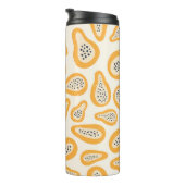 Abstraktes Fruchtmuster mit Papaya und Gru Thermosbecher (Nach rechts gedreht)