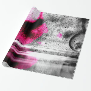 Abstraktes Fuchsia, Grau und Schwarzes Gran Foto K Geschenkpapier