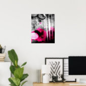 Abstraktes Fuchsia, Grau und Schwarzes Gran Foto K Poster (Heimbüro)