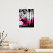 Abstraktes Fuchsia, Grau und Schwarzes Gran Foto K Poster (Küche)