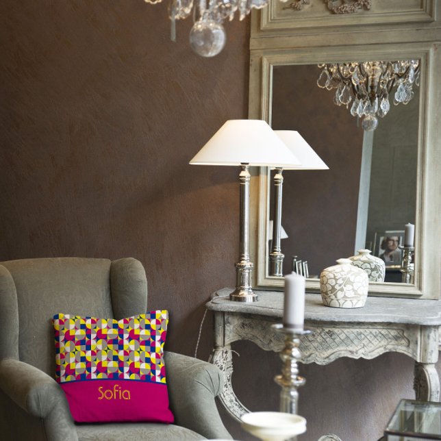 Abstraktes fuchsiengeometrisches Kissen (Von Creator hochgeladen)