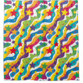 Abstraktes Fun-Stern-Muster gekachelt Duschvorhang (Vorderseite)