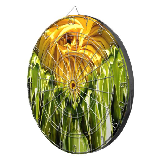 Abstraktes funky Retro Sonnenblume, ängstliche Geo Dartscheibe (Vorderseite rechts)