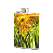 Abstraktes funky Retro Sonnenblume, ängstliche Geo Flachmann (Links)