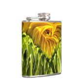 Abstraktes funky Retro Sonnenblume, ängstliche Geo Flachmann (Rechts)