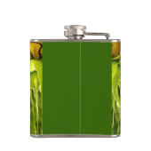 Abstraktes funky Retro Sonnenblume, ängstliche Geo Flachmann (Rückseite)