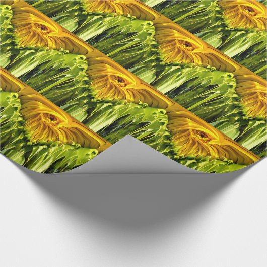Abstraktes funky Retro Sonnenblume, ängstliche Geo Geschenkpapier (Ecke)