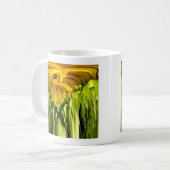 Abstraktes funky Retro Sonnenblume, ängstliche Geo Kaffeetasse (Vorderseite Links)