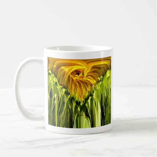 Abstraktes funky Retro Sonnenblume, ängstliche Geo Kaffeetasse (Links)