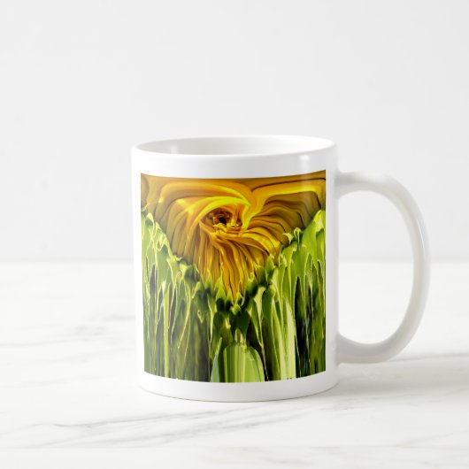 Abstraktes funky Retro Sonnenblume, ängstliche Geo Kaffeetasse (Rechts)