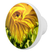 Abstraktes funky Retro Sonnenblume, ängstliche Geo Keramikknauf (Rechts)