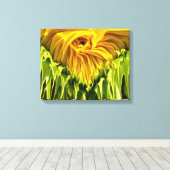 Abstraktes funky Retro Sonnenblume, ängstliche Geo Leinwanddruck (Insitu (Holzboden))