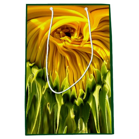 Abstraktes funky Retro Sonnenblume, ängstliche Geo Mittlere Geschenktüte (Vorderseite)